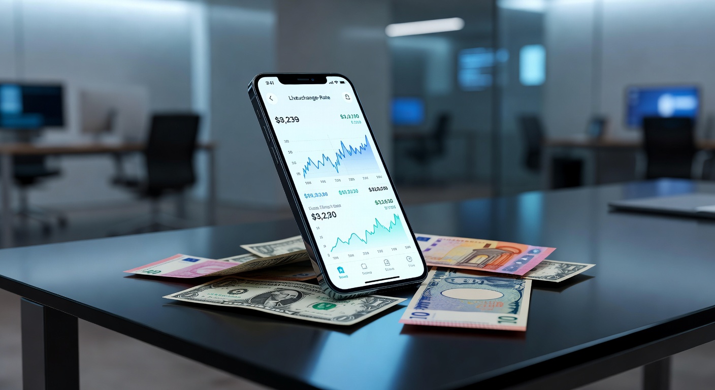 foreign currency notes, modern fintech aesthetic, no text