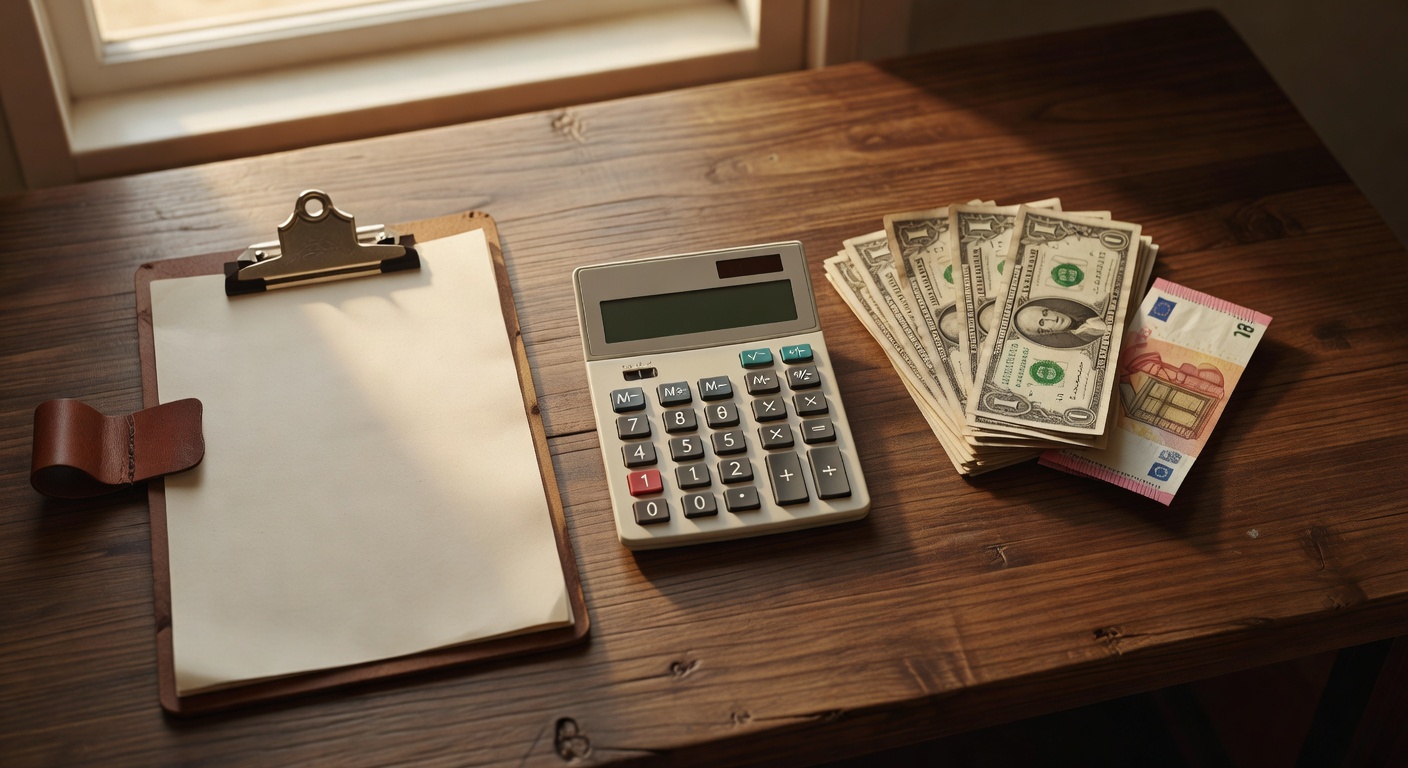 currency notes, clipboard, warm light, no text