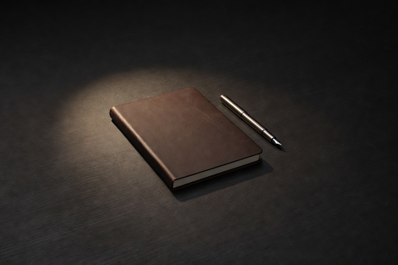 dark surface with warm focused light, sophisticated minimal composition, no text overlay