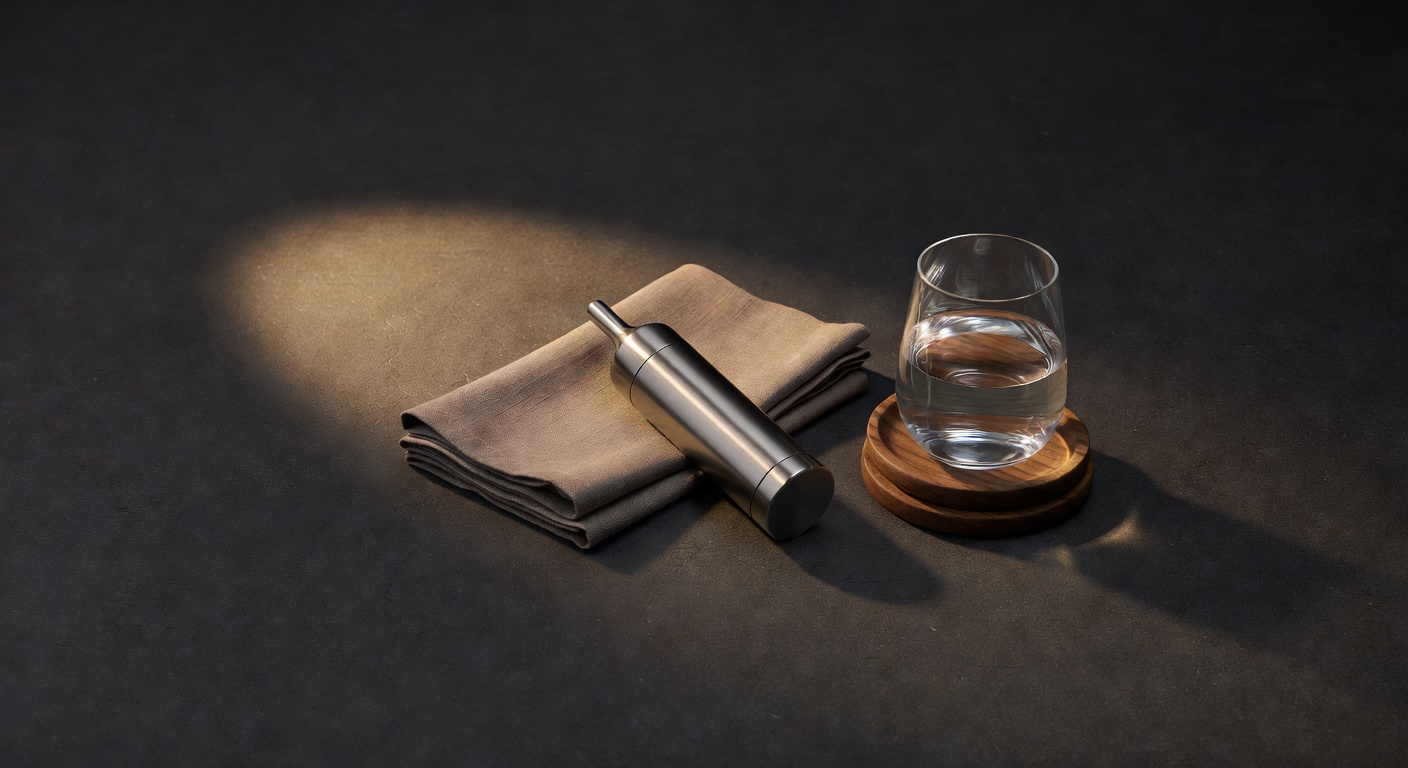 dark surface with warm focused light, sophisticated minimal composition, no text overlay