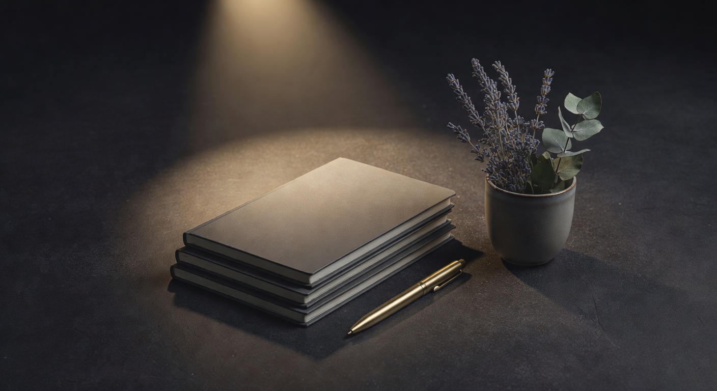 dark surface with warm focused light, sophisticated minimal composition, no text overlay